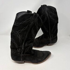 Tony Lama Black Suede Western Cowboy Boots